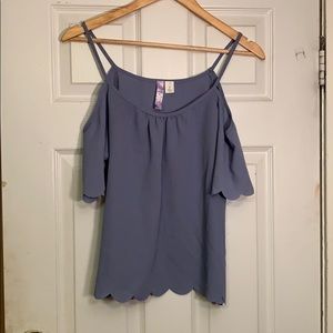 Blue off the shoulder blouse